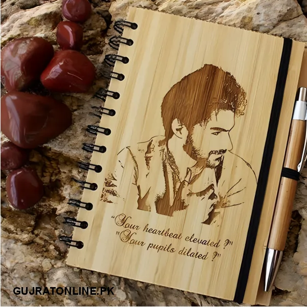 Wooden Diary+Pen With Your Name Pic Text Or logo
